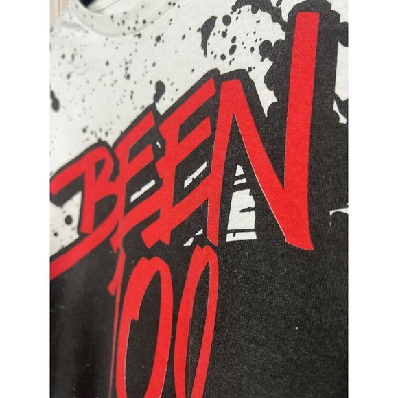 Vtg Y2K Been 100 Since Birth T-Shirt XL All Over Print Paint Splatter Delta Pro - Picture 3 of 6